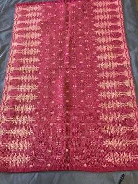 Handwoven Burgundy and Cream Patterned Table Runner